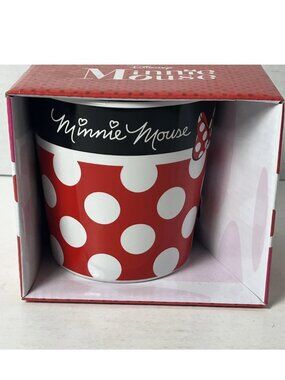 NIB MINNIE MOUSE 12oz CERAMIC MUG Polka Dot Pattern Disney NEW IN BOX